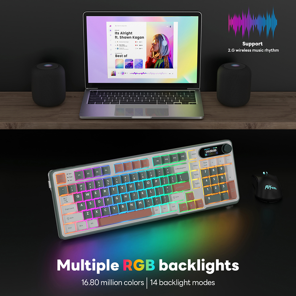 Rk S98 RK ROYAL KLUDGE คีย์บอร์ดเมคคานิคอลไร้สายบลูทูธ ไฟแบ็คไลท์ RGB ...