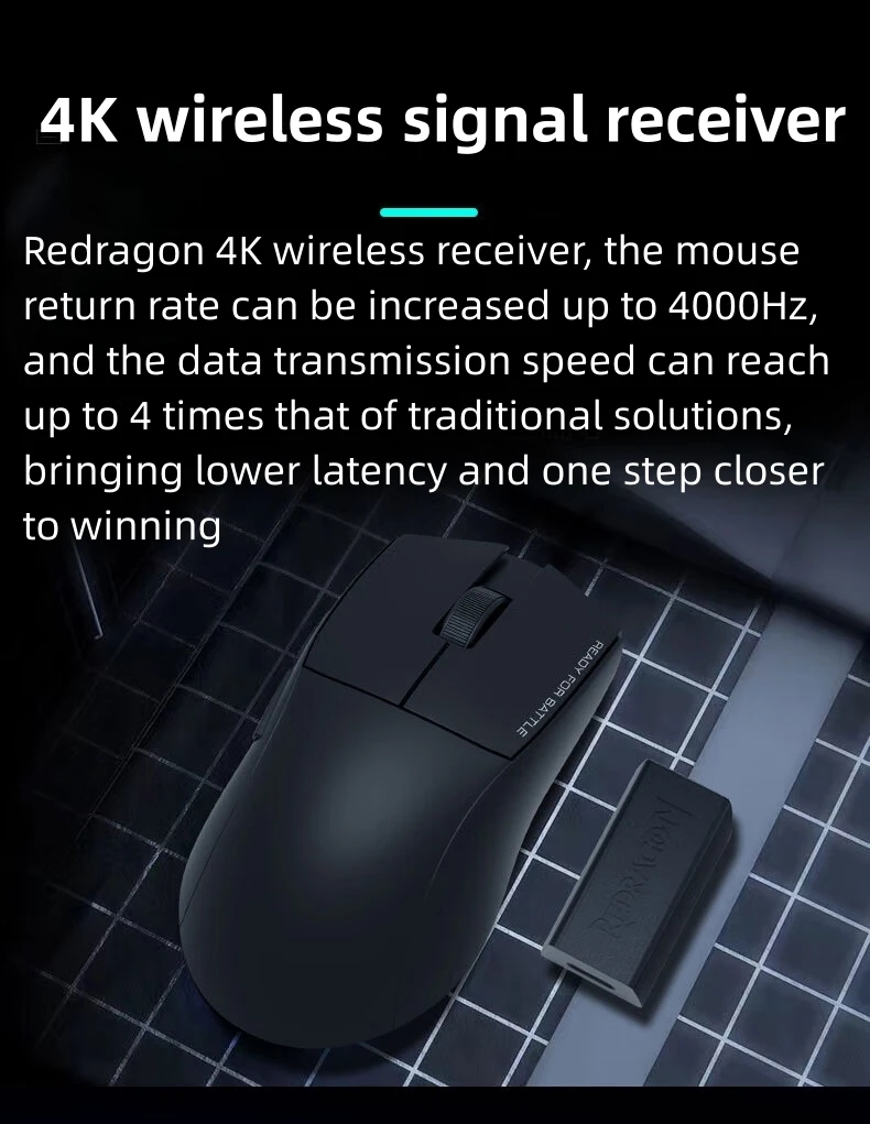 Redragon G49 PRO เมาส์เกมมิ่งไร้สาย Pixart 3395 26,000 DPI 5 ปุ่มกด ...