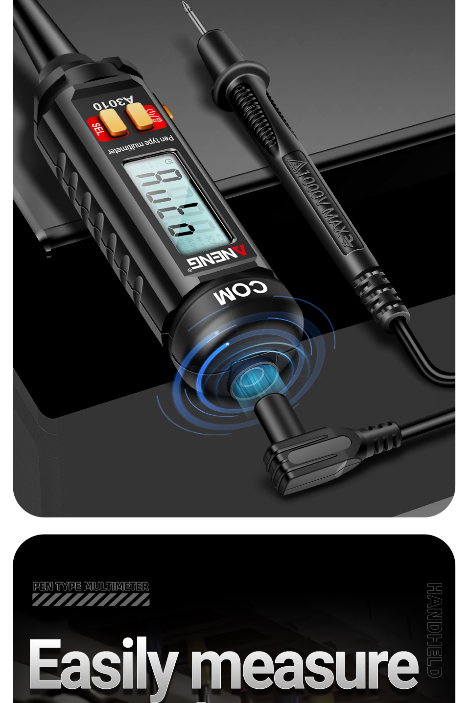Aneng A3010 เครื่องมัลติมิเตอร์ดิจิทัล หน้าจอ LCD 4000 ครั้ง มีไฟแบ็ค ...