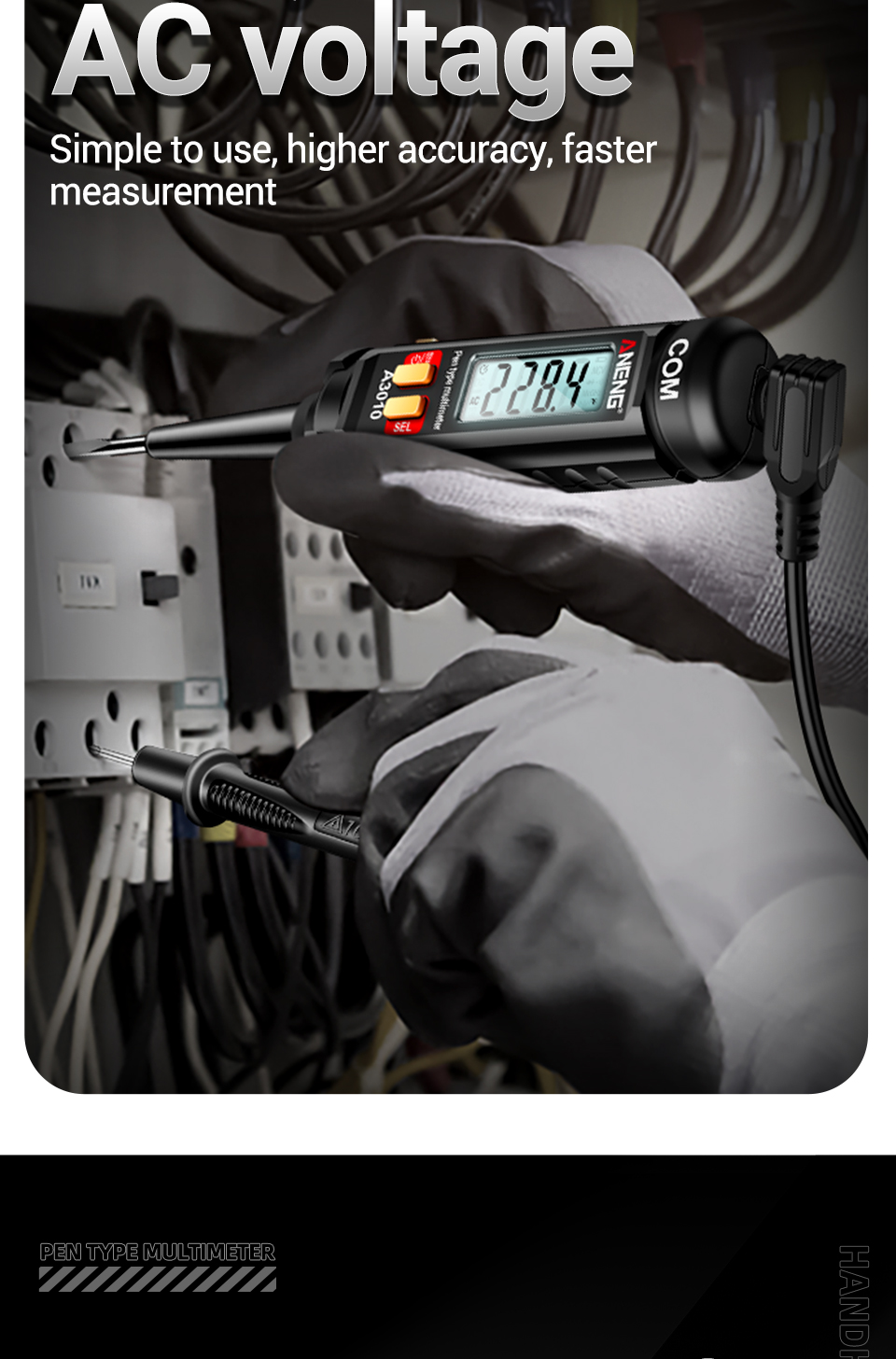 Aneng A3010 เครื่องมัลติมิเตอร์ดิจิทัล หน้าจอ LCD 4000 ครั้ง มีไฟแบ็ค ...