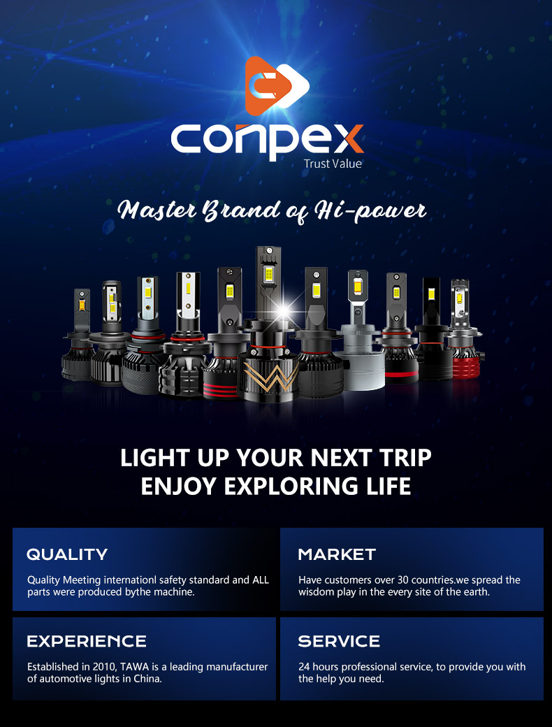 CONPEX 4A ไฟหน้ารถ LED 50W 5000LM 6500K VOLTAGE 9V-30V สําหรับรถยนต์ ...