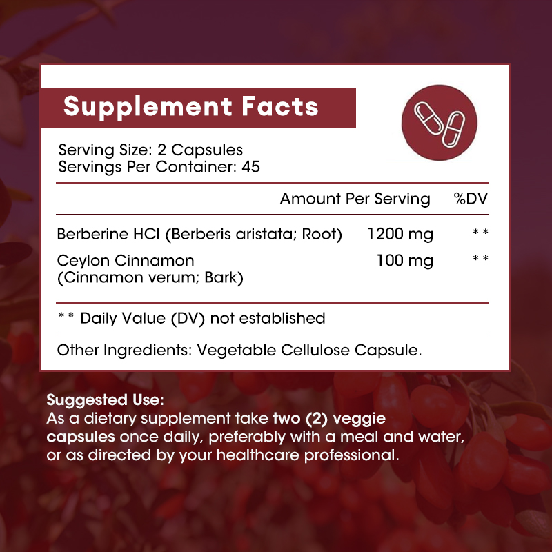Berberina HCI + Cannella Di Ceylon 1200mg (grevip) - Supporto Cardiovascolare E Glicemia