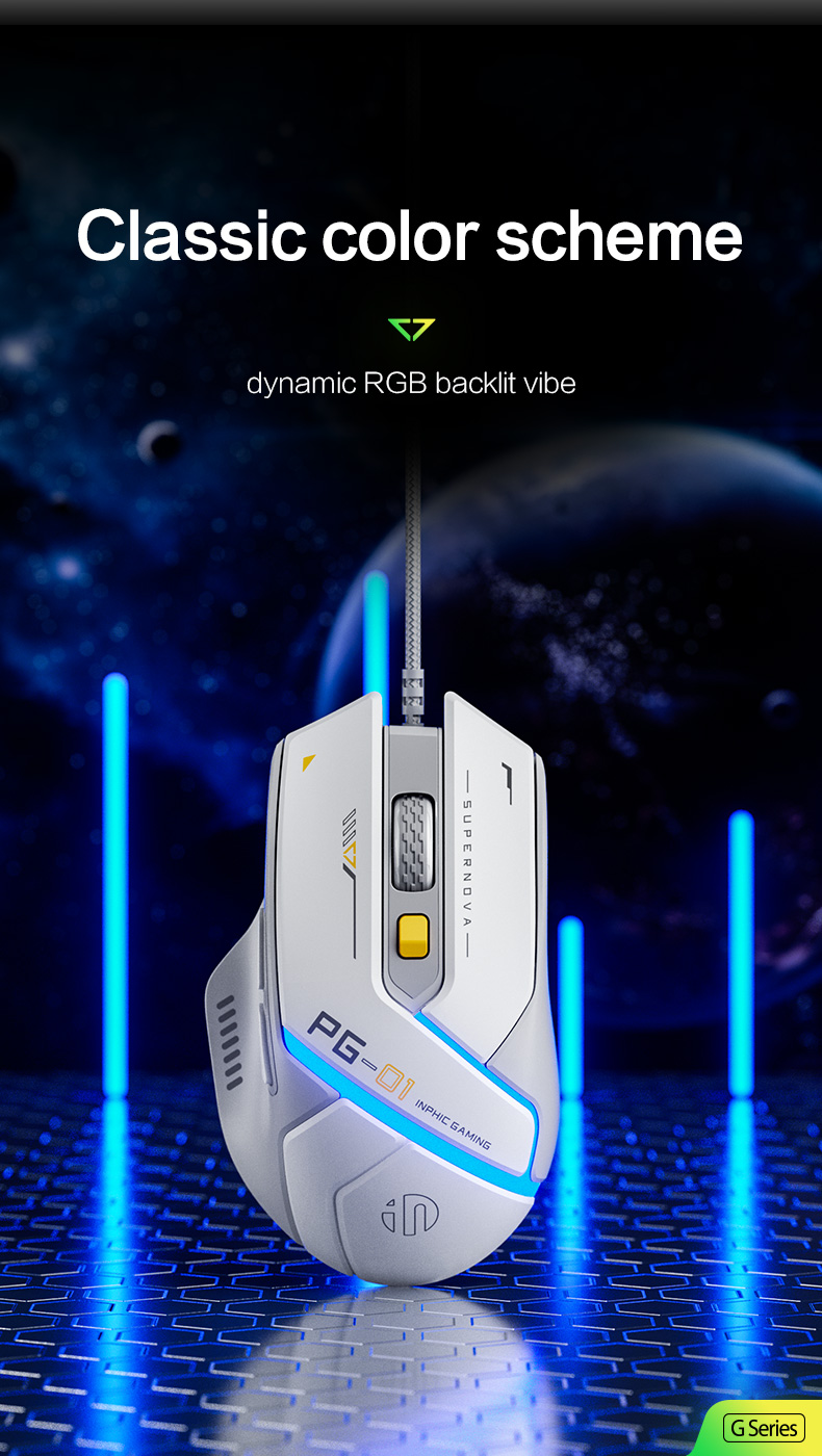 Inphic PG1 เมาส์เกมมิ่ง 6 ปุ่ม เมาส์มาโคร เมาส์สาย เม้า 200-12800DPI ...