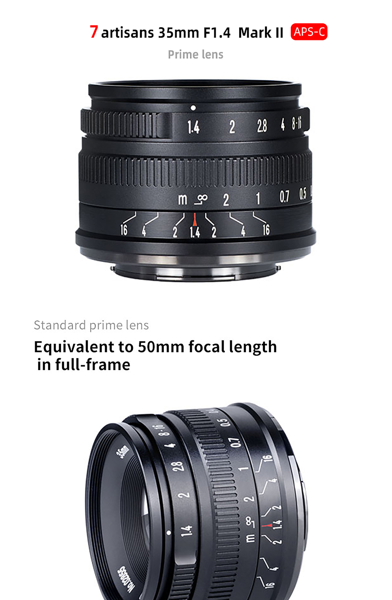 Obiettivo 7artisans 35mm F1.4 Mark II APS-C – Manual Focus In Metallo Per Nikon Z (Z50, Z6, Z7, Z6 II)