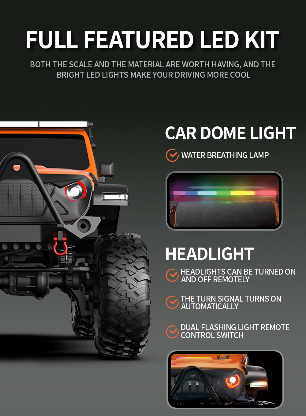 Hb RTR R1011 โมเดลรถไต่หินบังคับวิทยุ 1/10 2.4G 4WD RUBICON ไฟ LED 3s ...