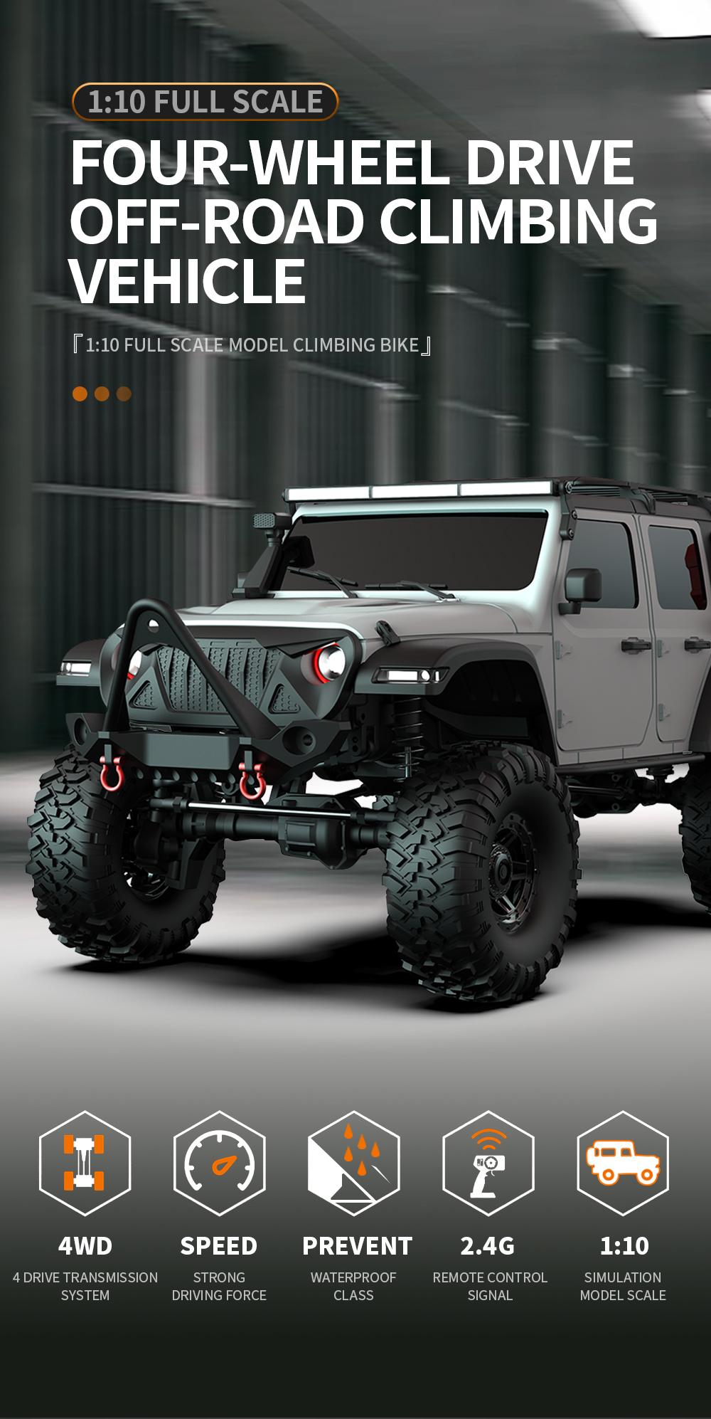 Hb RTR R1011 โมเดลรถไต่หินบังคับวิทยุ 1/10 2.4G 4WD RUBICON ไฟ LED 3s ...