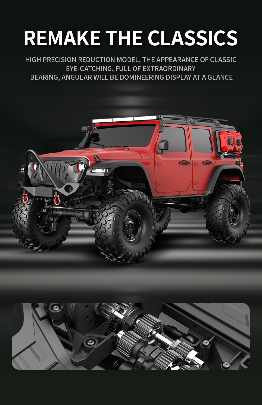 Hb RTR R1011 โมเดลรถไต่หินบังคับวิทยุ 1/10 2.4G 4WD RUBICON ไฟ LED 3s ...