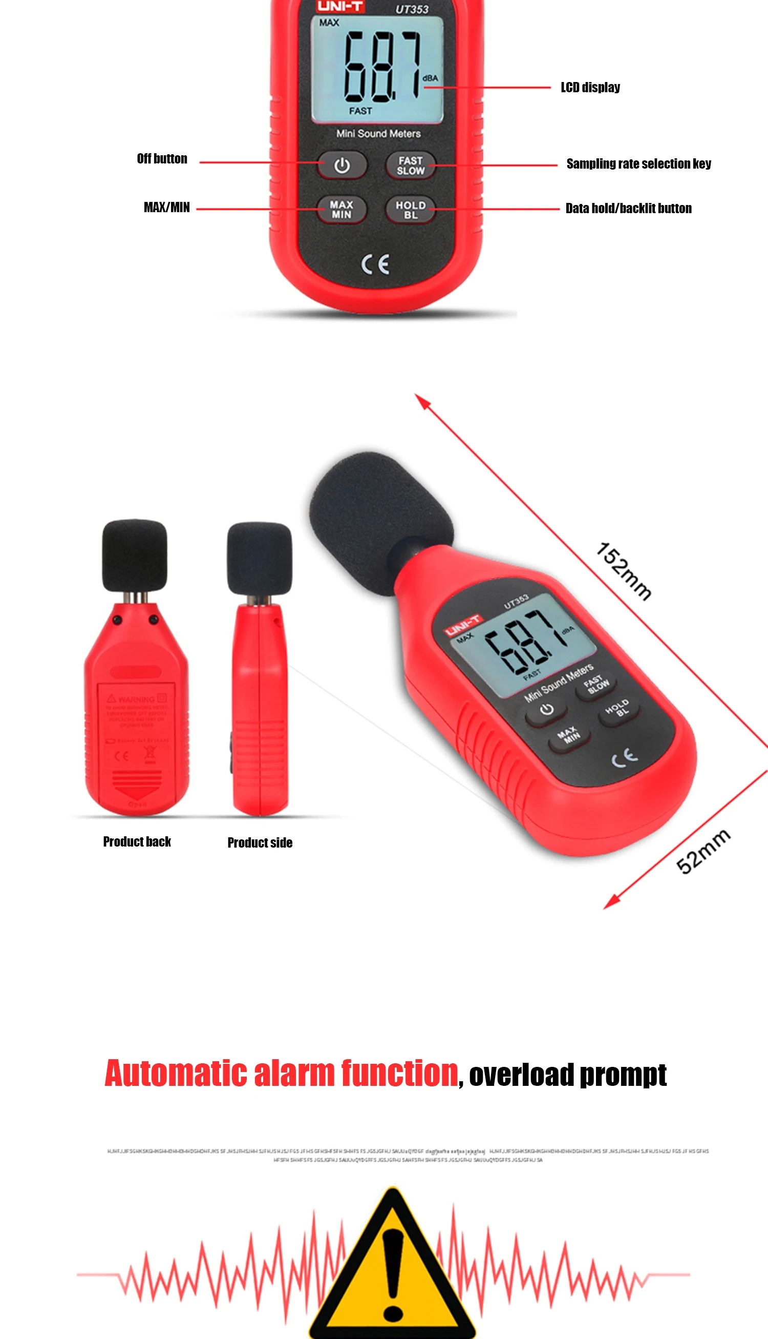 Uni-t UT353 Mini Digital Sound Level Meter Decibel Meter เครื่องตรวจจับ ...