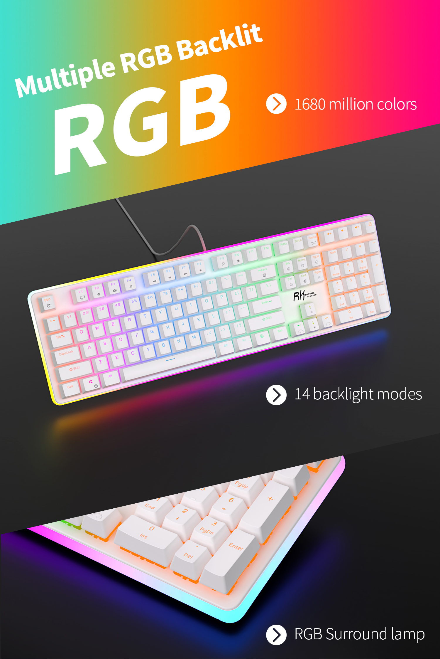 Royal Kludge RK918 ปุ่มกดคีย์บอร์ด แบบมีสาย RGB - Gateron/Cherry/Outemu ...