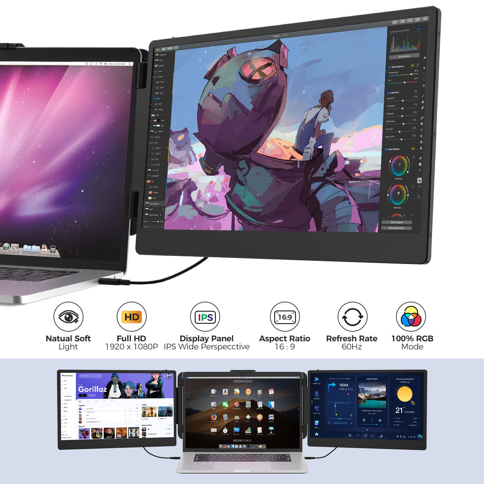 หน้าจอแล็ปท็อป Extender S2 - จอภาพแล็ปท็อป Extender Ultra Slim 14 นิ้ว