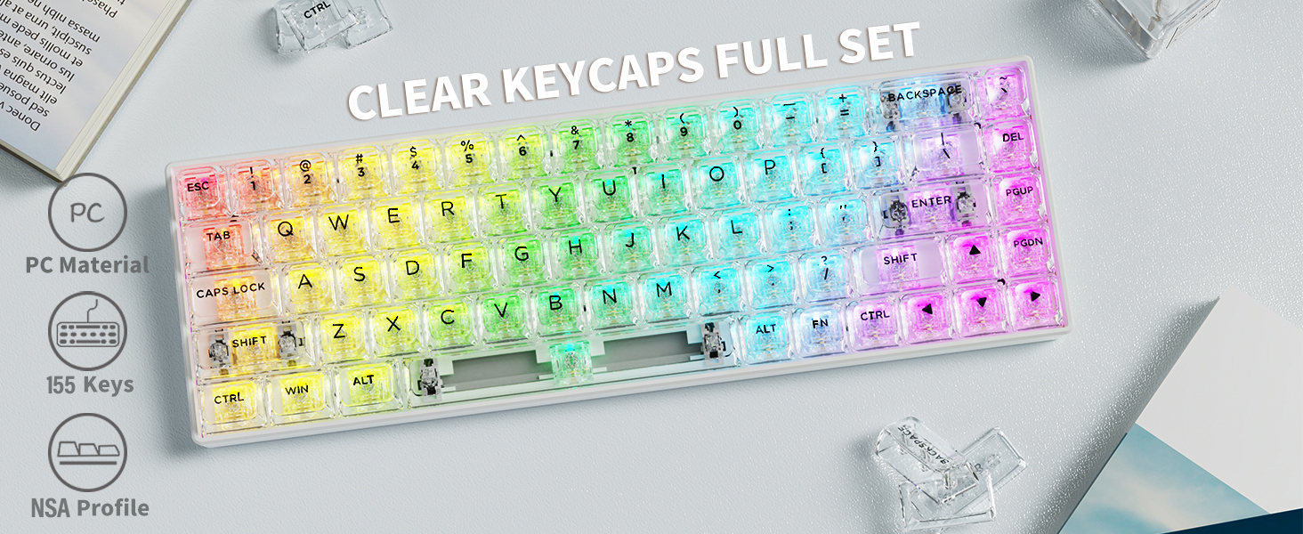 Keycap ใส ภาษาไทย 155 Keys NSA Profile Transparent Keycaps PC Material ...