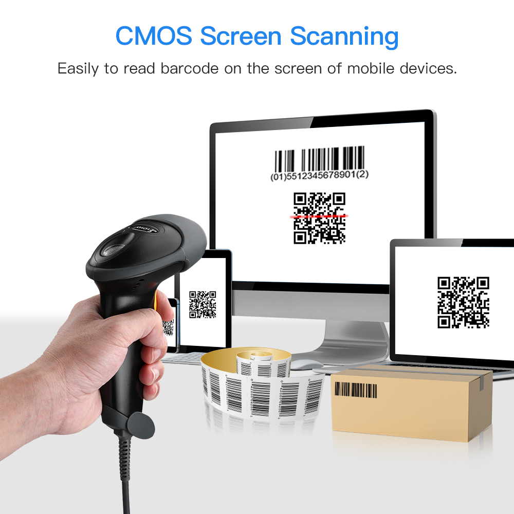 Eyoyo มือถือ 1D CCD Scan 2D Barcode Scanner USB แบบมีสาย QR Codes ...