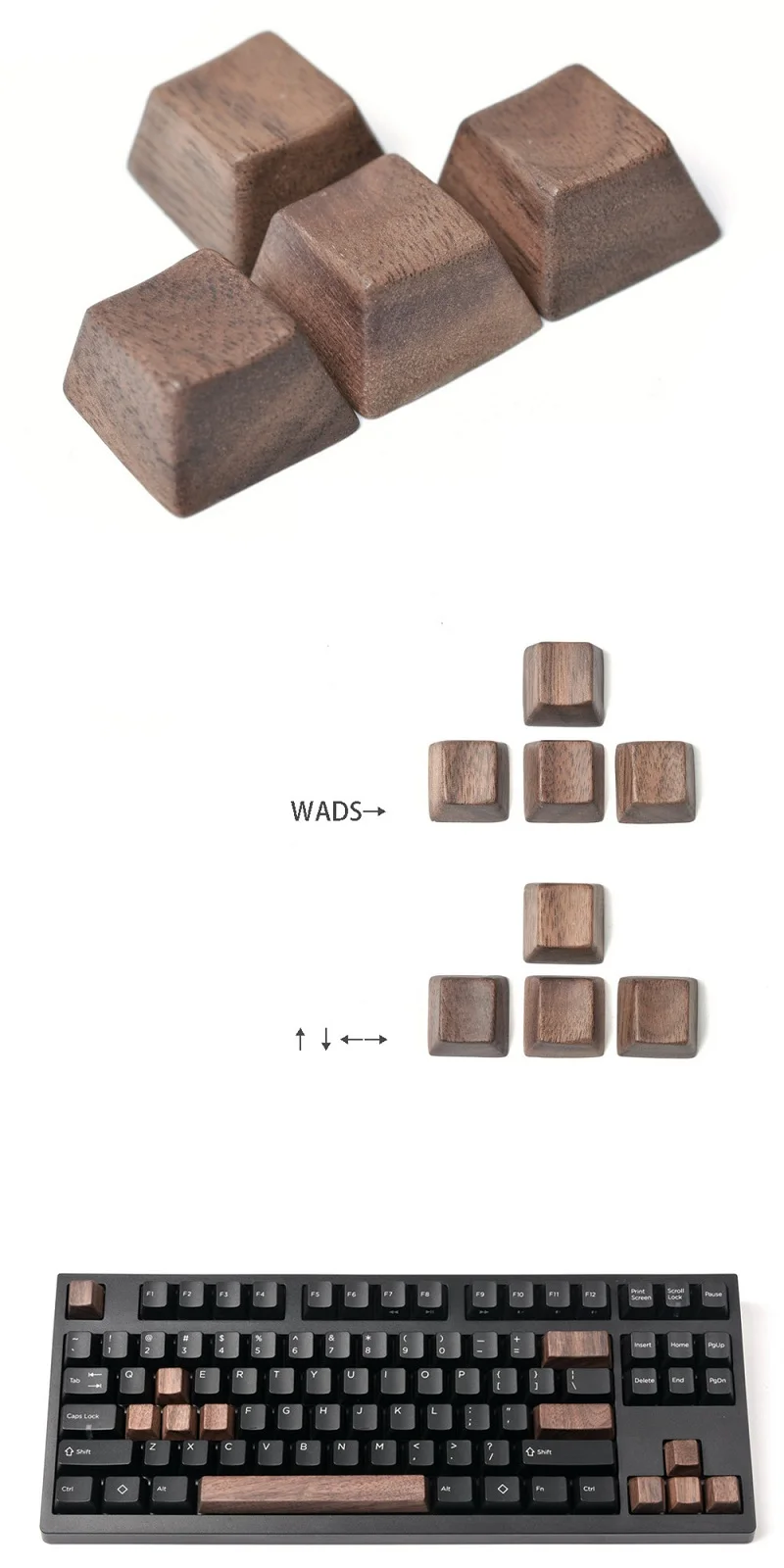 แบล็ควอลนัท Keycap OEM Profile สำหรับแป้นพิมพ์เครื่องกล ปุ่มกดแบบกำหนด ...
