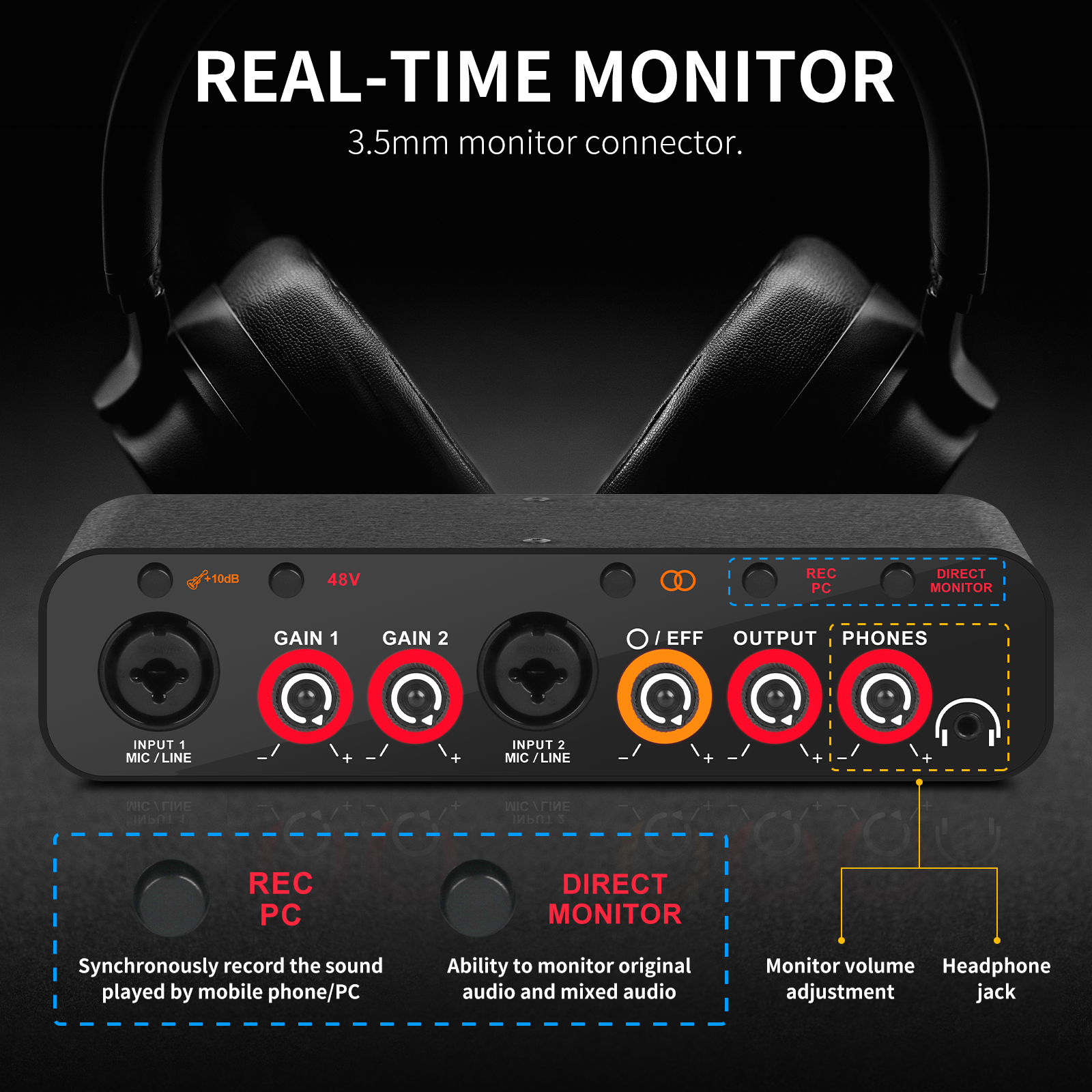 Q-26 Professional Audio Interface Stereo/Mono USB การ ์ ดเสียง 32 bit ...
