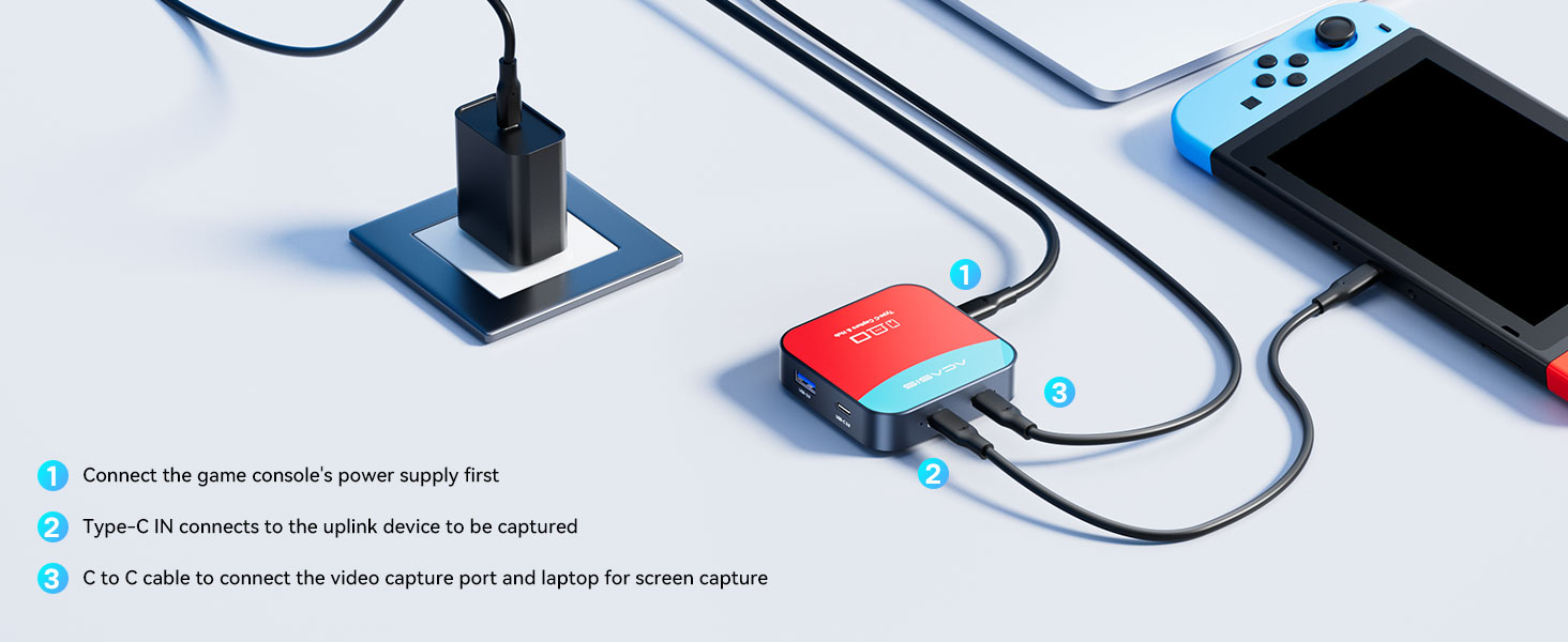 Acasis Type-c Capture Card & Docking Station 2-In-1, 1080P 60Hz เกม ...