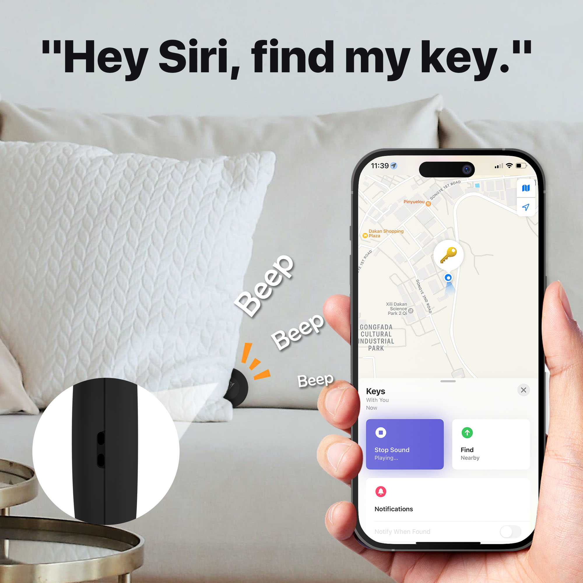 Mili LifeTag GPS Bluetooth Tracker เข้ากันได้กับค้นหา iPhone iOS Apple ...