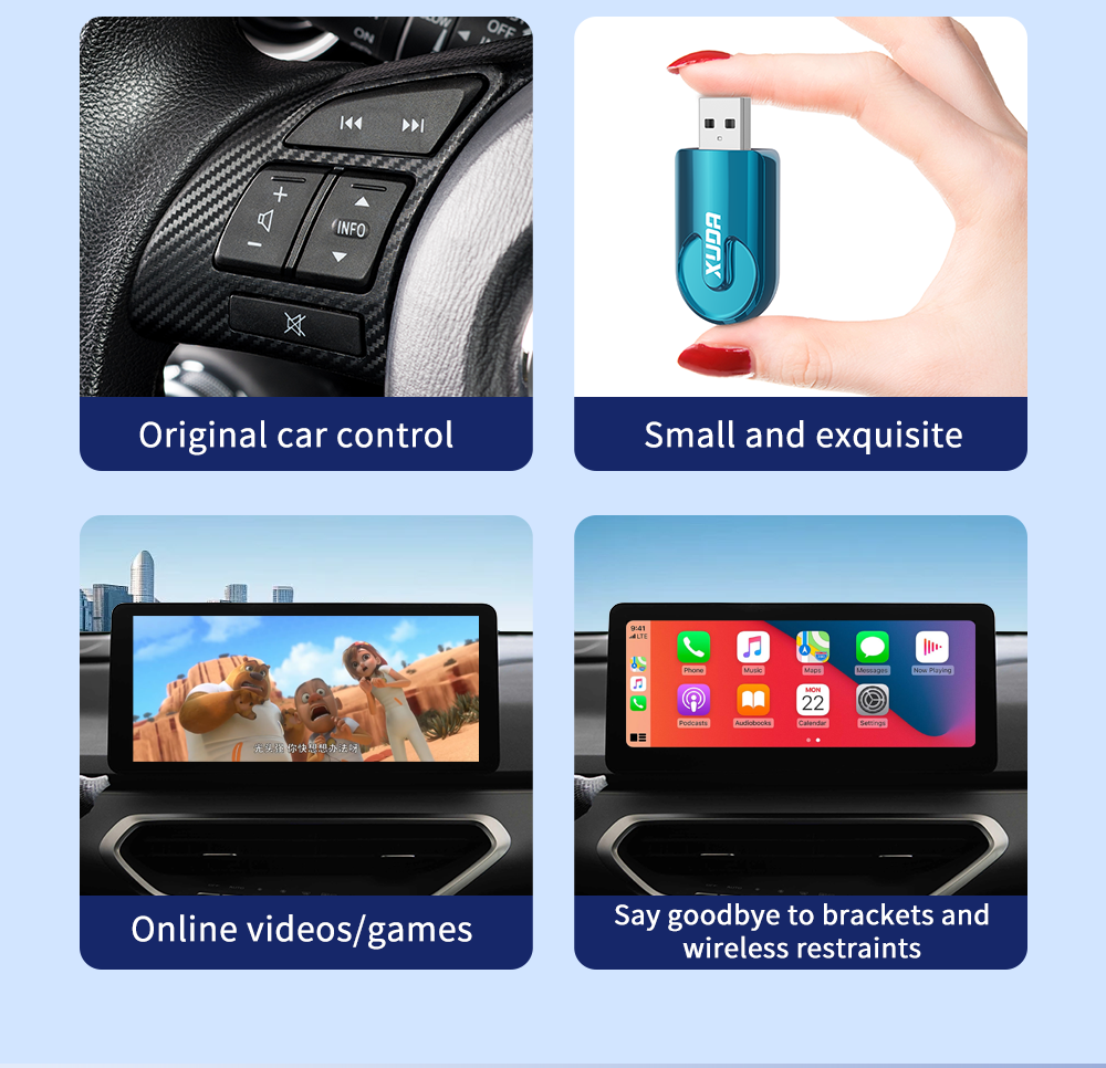 Xda แบบมีสายกับไร้สาย Mini 2 in 1 AI Box Carplay 5G Wif & Bluetooth 5.0 ...