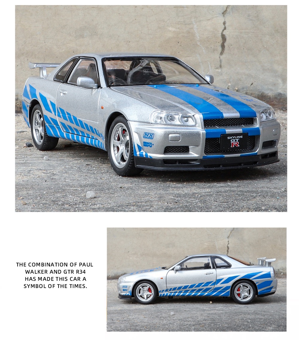 1 . 24 Scale Nissan GTR R34 รถรุ ่ นDiecastรถเสียงรถคนรักคอลเลกชันเด ็ ...