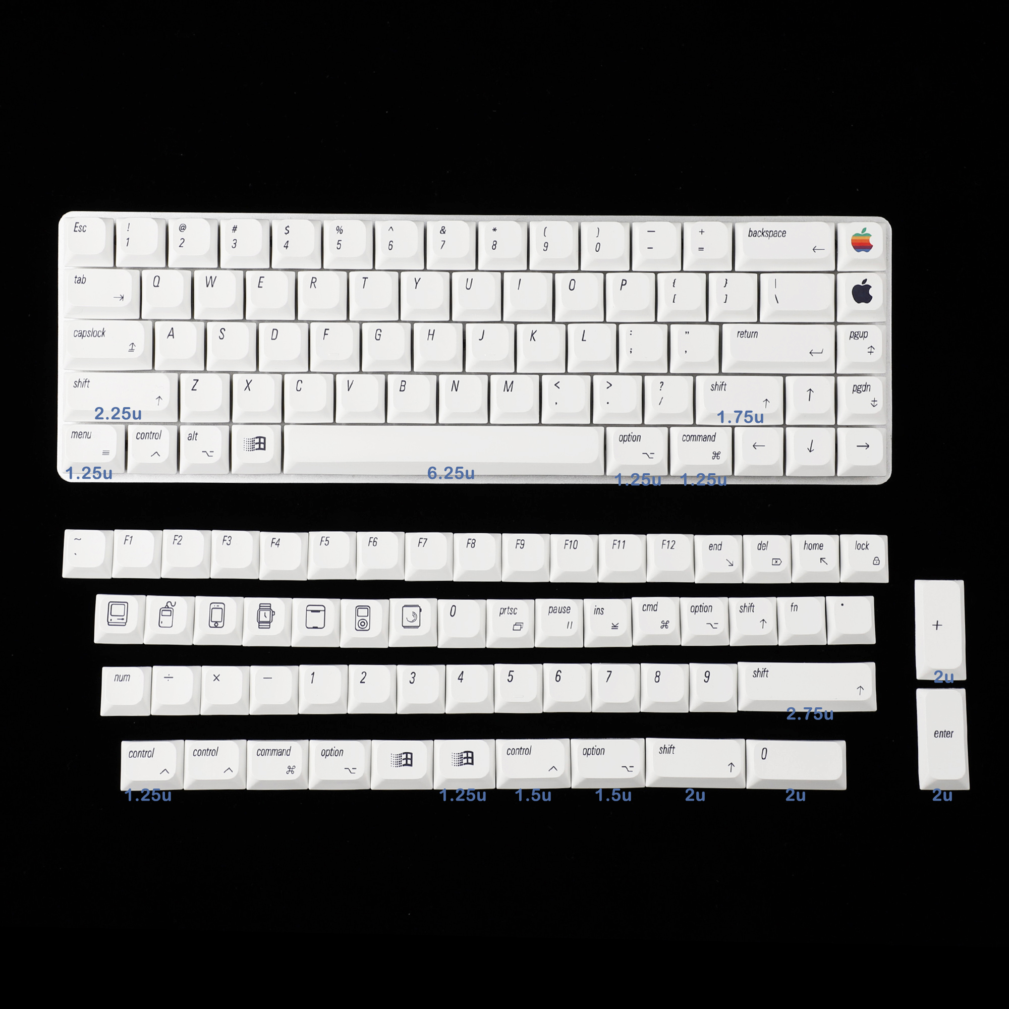 127 Ultra-slim Mx Low Profile Dye Sub PBT Keycaps สําหรับ Mx 61 64 68 ...