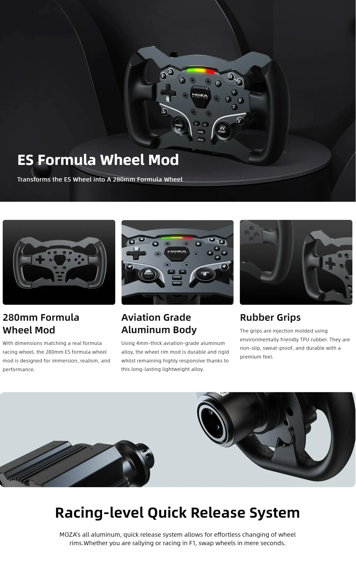 Moza Racing ES Formula Wheel Mod 280 มม. ตัวอลูมิเนียมเกรดการบิน ออกแบบ ...