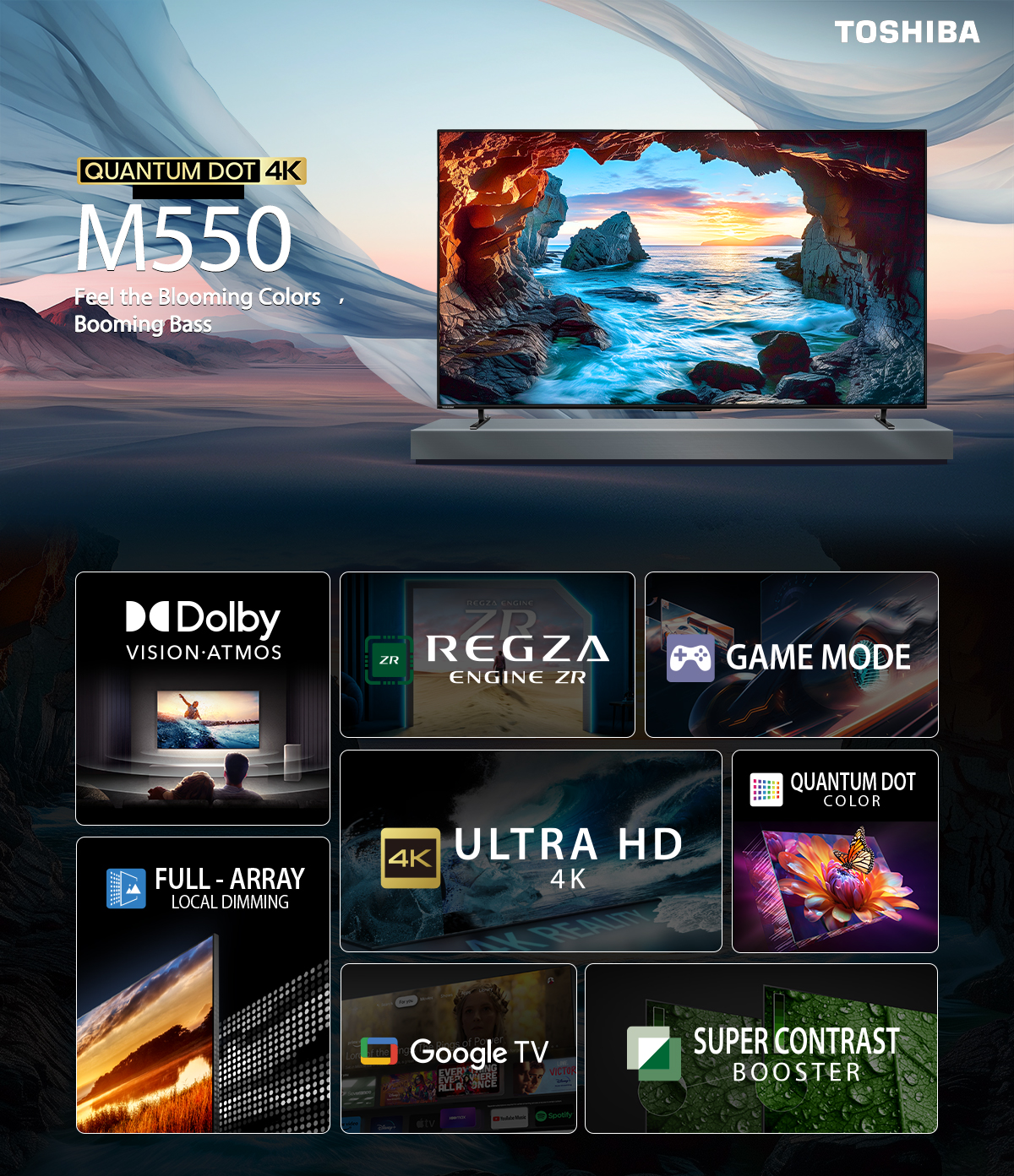 Toshiba TV รุ่น 75M550NP ทีวี ขนาด 75 นิ้ว 4K Ultra HD Quantum Dot Google TV HDR10+ Smart TV