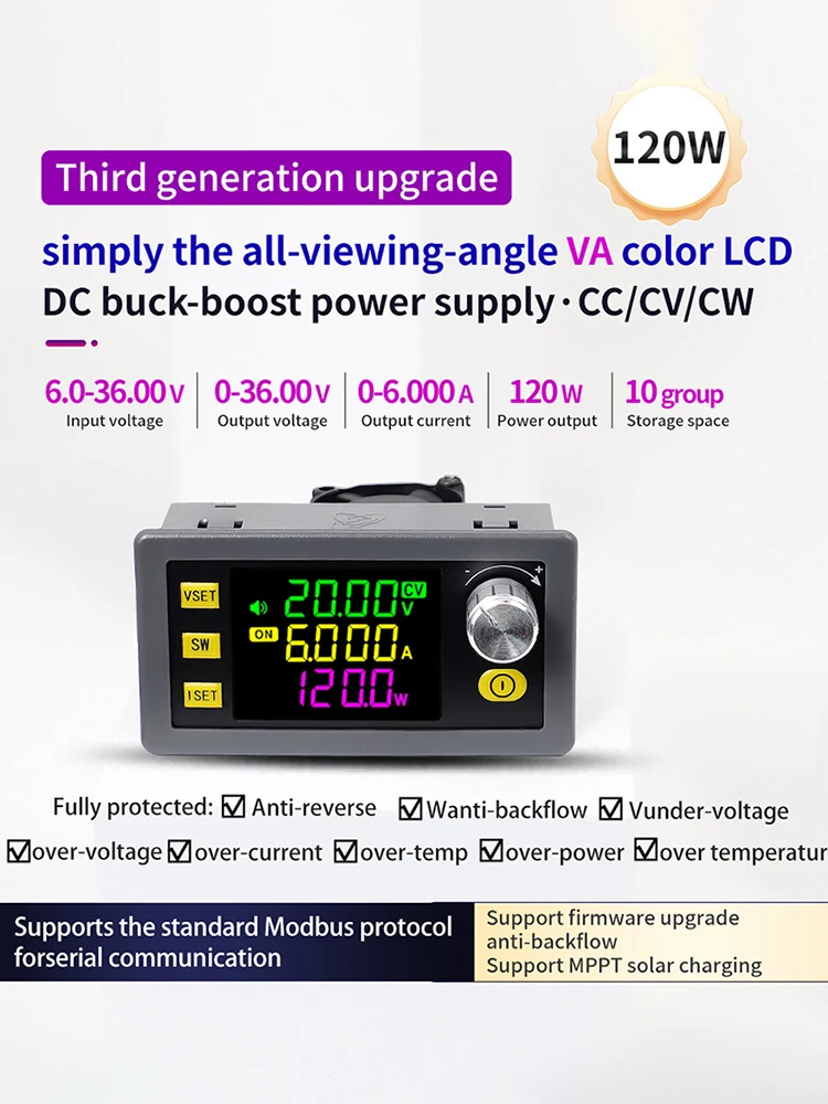Sk120 36V 6A 120W Buck Converter CC CV StepDown โมดูล LCD ปรับ