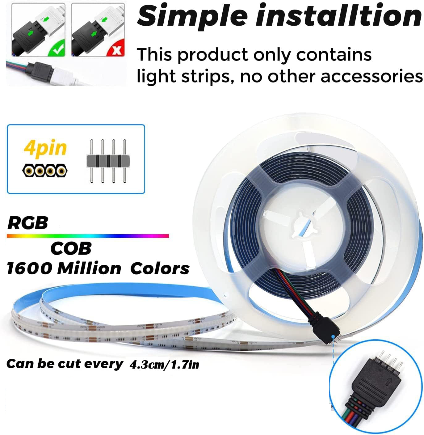 12v 24V COB LED Strip Light 576 Leds/M RGB ยืดหยุ่นสีสัน LED เทปโคมไฟ ...