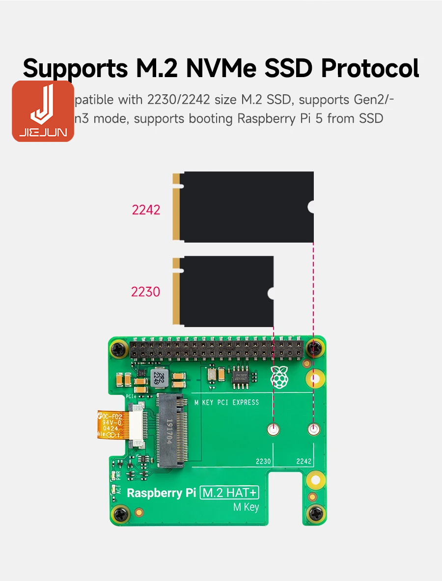 Raspberry Pi 5 อย่างเป็นทางการ Original to M.2 HAT รองรับ 2230 2242 M.2 ...