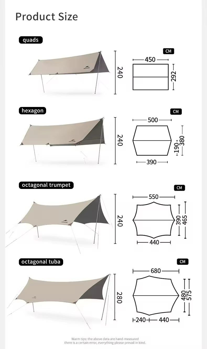 Naturehike Ti-vyl Oxford น้ําหนักเบา Sun Shade Camping เต็นท์ปิกนิก Canopy สําหรับเต็นท์ชายหาดกลางแจ้งสําหรับ Camping Canopy