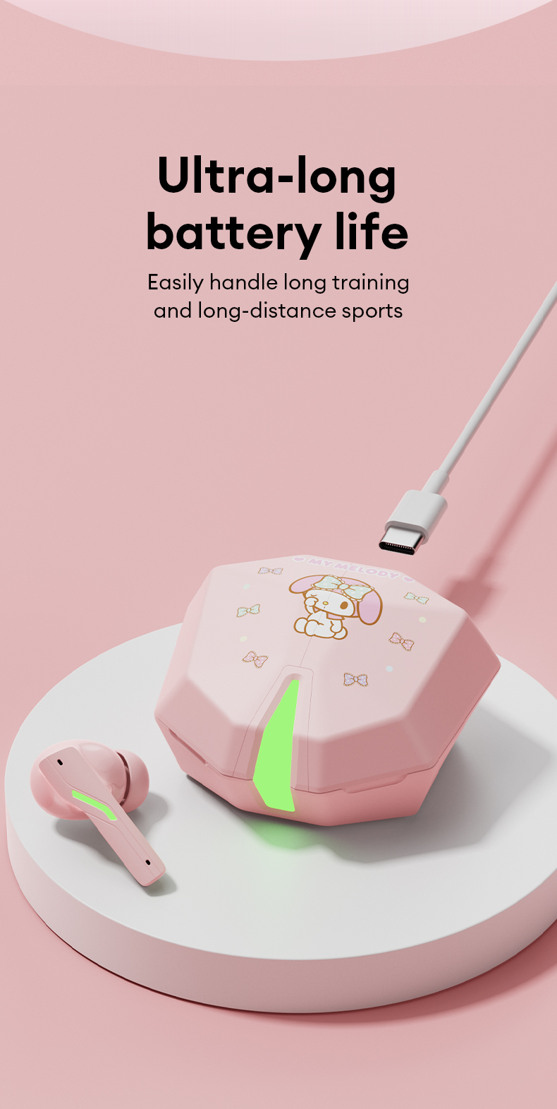 หูฟังบลูทูธ Sanrio BL56 ไม่มีดีเลย์ ตัดเสียงรบกวน Bluetooth 5.3 ...