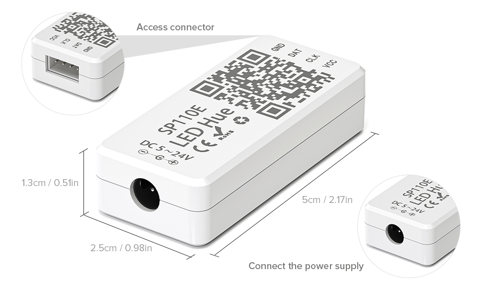 BTF-LIGHTING SP110E ฟันสีฟ้า SPI ตัวควบคุม LED แอดเดรสได้ 120 แบบ ...