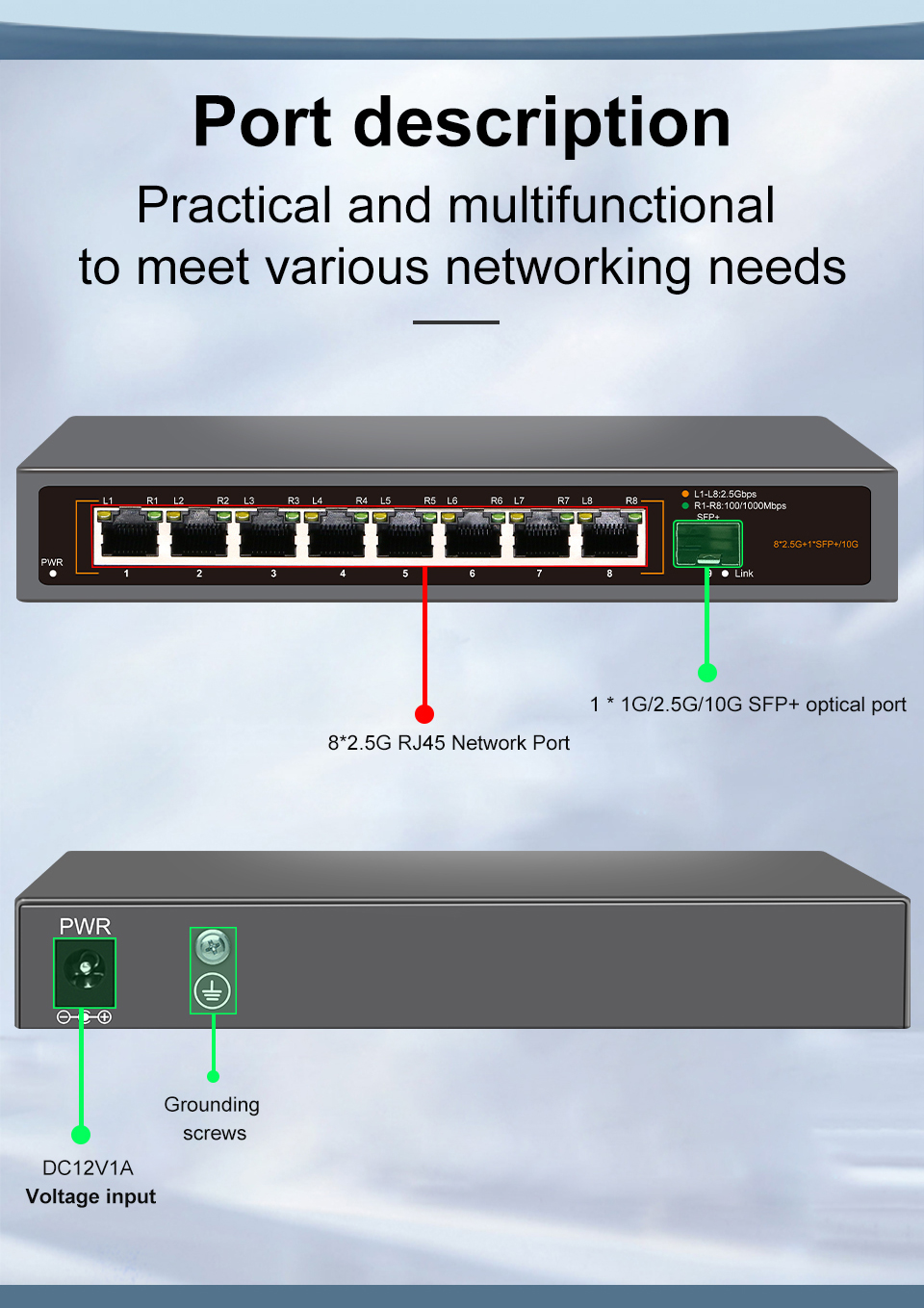 JT-COM 4-Port / 8-Port 2.5Gb Ethernet Switch with 2 10G SFP+ Uplink ...