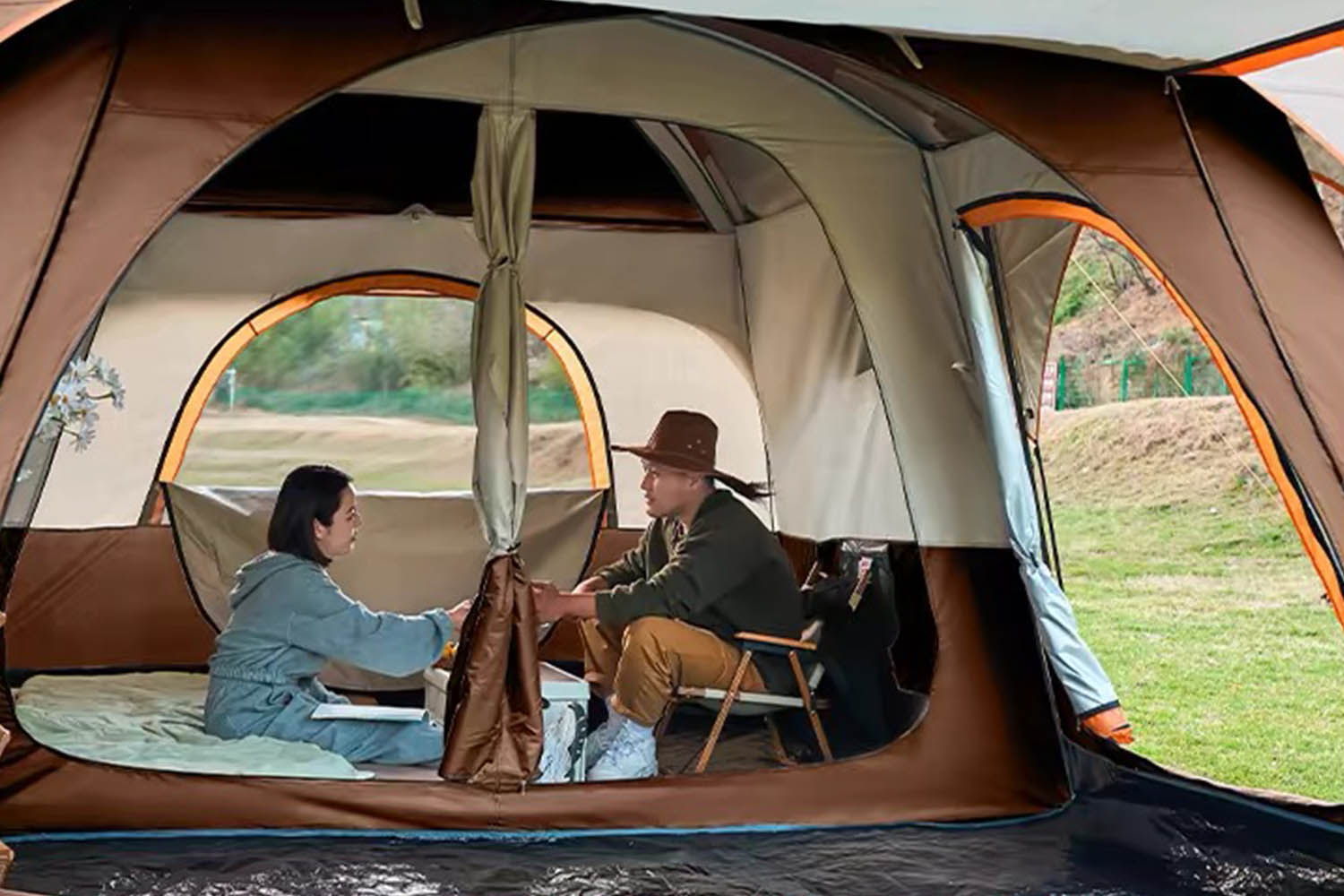 Mountainhiker เต็นท์ครอบครัว Mountpeak เต็นท์ขนาดใหญ่ สนามแคมป์ปิ้ง 2ห้องนอน2โถง จุได้ 10-12 คน