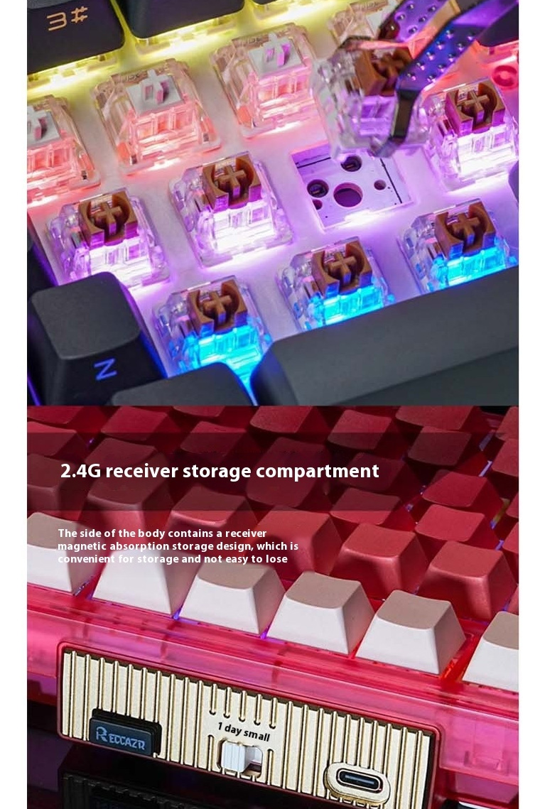 Reccazr R98 Pro คีย์บอร์ดเชิงกลแบบกําหนดเอง โครงสร้างปะเก็นสามโหมดพร้อม ...