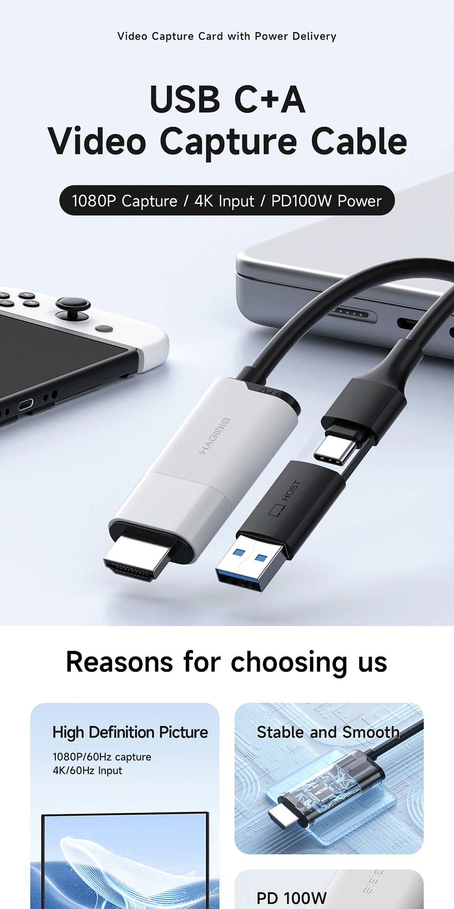 Capture Card Hagibis USB Video 1080P@60fps With 100W