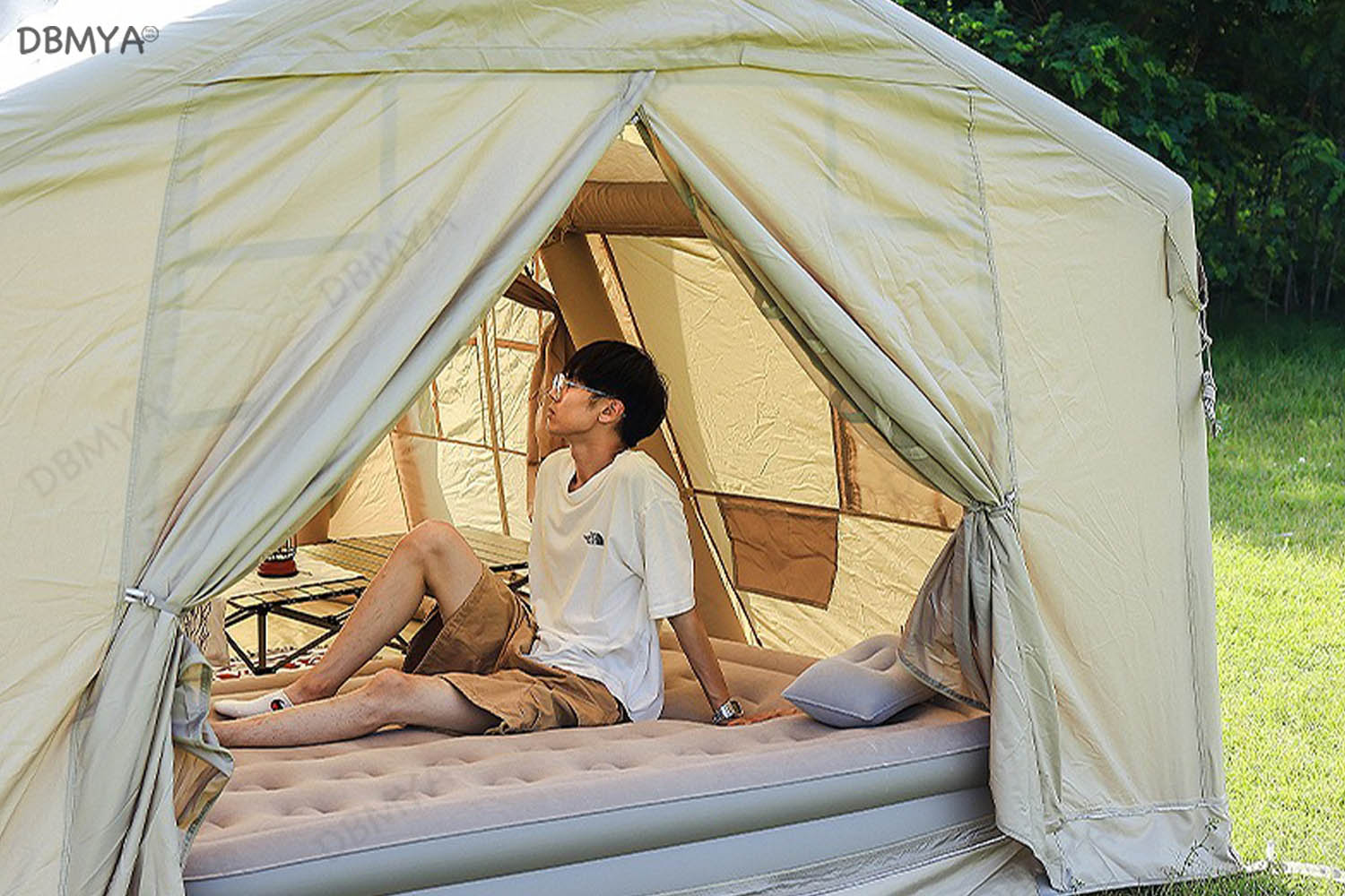 Mountainhiker เต็นท์เป่าลม เต็นท์แคมปิ้ง 12.6 ตร ม 5-12 คน กันแดด UPF50+ กันฝน PU3000+ สนามนอน