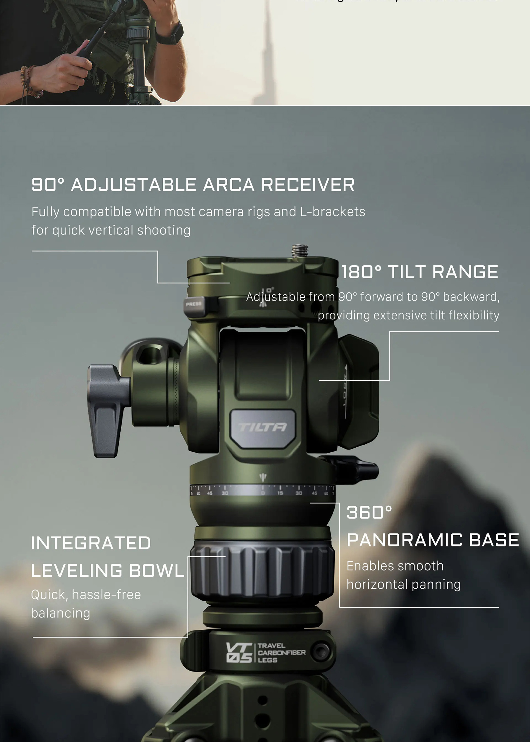 Tilta VT05 คาร์บอนไฟเบอร์ขาตั้งกล้อง TT-VT05-FB แบบพกพา Professional ขา ...