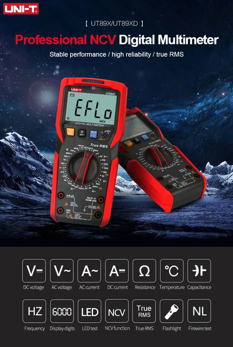 Uni-t UT89X UT89XD มัลติมิเตอร์แบบดิจิตอลระดับมืออาชีพ True RMS AC DC ...