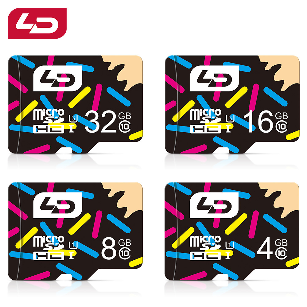 Ld การ์ด Micro SD สีสันสดใสยี่ห้อ 32GB 64GB 128GB 256GB U3 Class 10