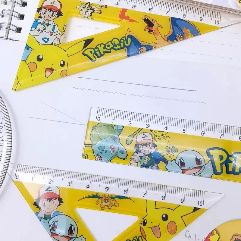 4ชิ้น โปเกมอน ไม้บรรทัด Pokemon Pikachu Ruler การ์ตูนนักเรียนเครื่องมือ ...