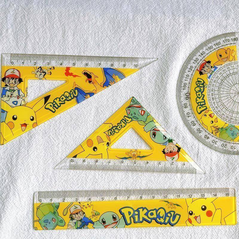 4ชิ้น โปเกมอน ไม้บรรทัด Pokemon Pikachu Ruler การ์ตูนนักเรียนเครื่องมือ ...