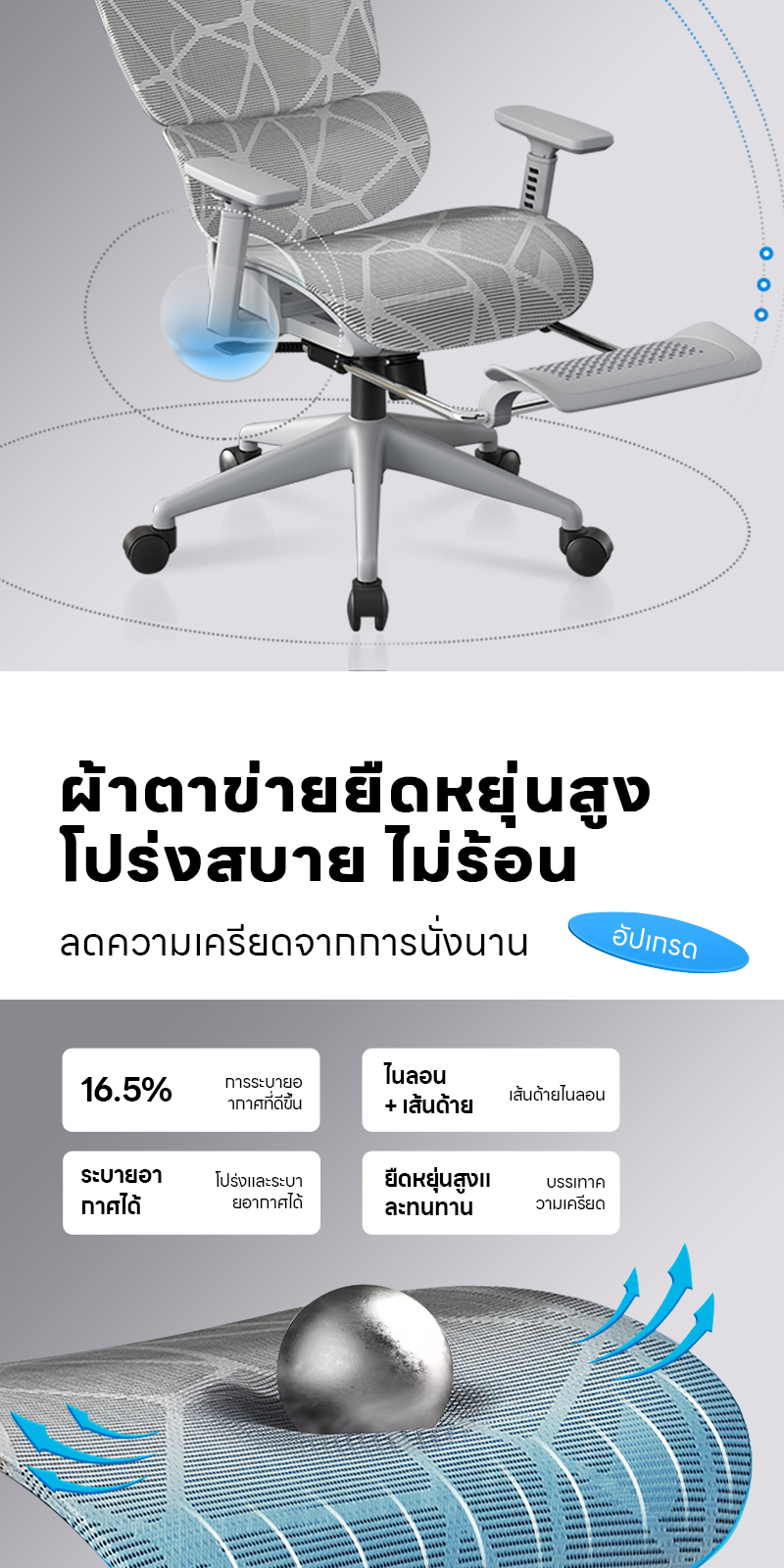 YISONG รุ่น LS900 เก้าอี้สีเงิน เก้าอี้สีขาว เก้าอี้ทํางาน เก้าอี้เกมมิ่ง เก้าอี้คอม ergonomic chair เก้าอี้ทำงานเพื่อสุขภาพ