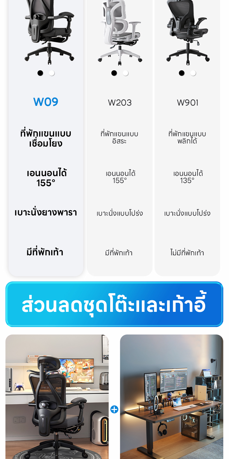 YISONG รุ่น W09 เก้าอี้ทํางาน เก้าอี้สีขาว เก้าอี้สีดำ  เก้าอี้เกมมิ่ง 155° เก้าอี้คอม Plus Size Office Chair เก้าอี้คอม เก้าอี้สํานักงาน เก้าอี้เกมมิ่ง ปรับเอนข้ามขา
