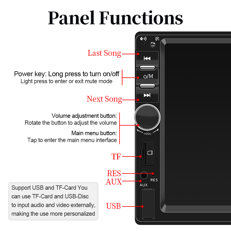 12v Central Multimedia Carplay Android Auto 1 Din 7 นิ้ว MP5 บลูทูธ USB ...