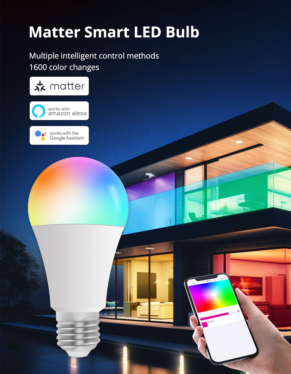 Zemismart Matter WiFi หลอดไฟ E27 LED Matter หลอดไฟ Dimmer Homekit ...
