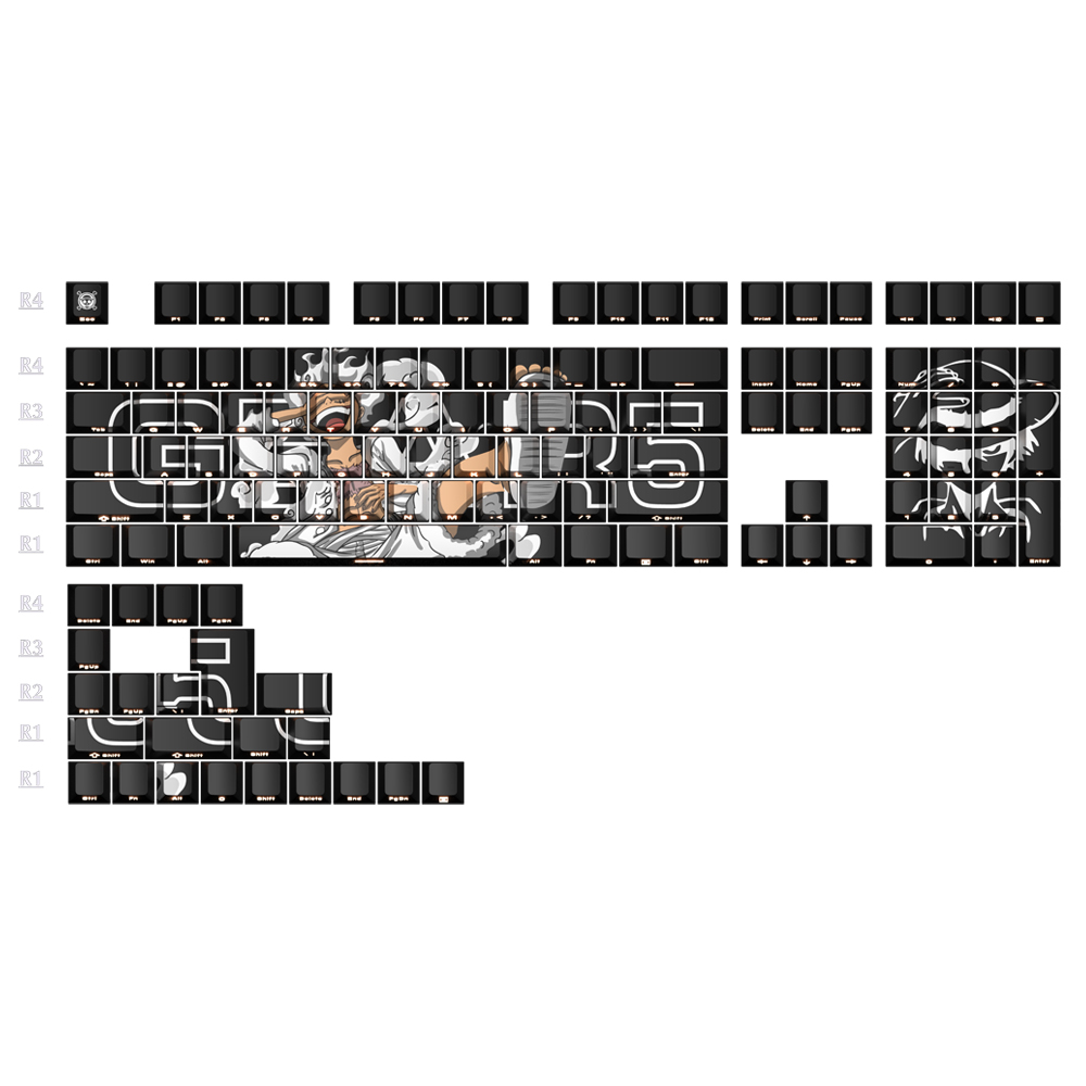 อะนิเมะ ONE PIECE Luffy keycaps พิมพ์ด้านข้าง Backlit keycaps โปรไฟล์ ...