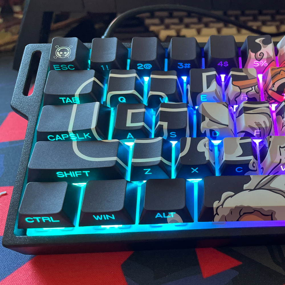 อะนิเมะ ONE PIECE Luffy keycaps พิมพ์ด้านข้าง Backlit keycaps โปรไฟล์ ...