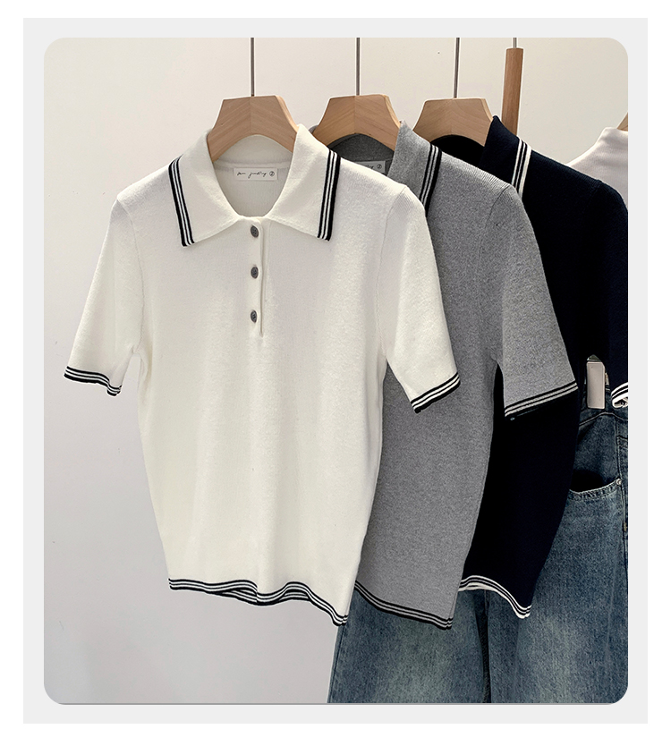 78286 เสื้อยืดแขนสั้นคอปกด้านบน | Shopee Thailand