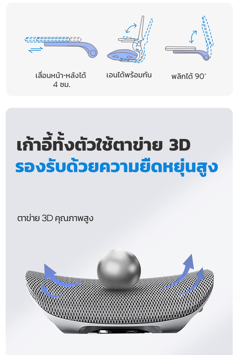 Yisong รุ่น W202 เก้าอี้สีขาว เก้าอี้สีเทา เก้าอี้ตามหลักสรีรศาสตร์ Ergonomic เก้าอี้สุขภาพ ฟังก์ชั่นที่จัดเต็มและคุ้มค่า การรองรับเอวเพื่อการปรับท่าทาง สามารถปรับเอนนอนได้ 145°