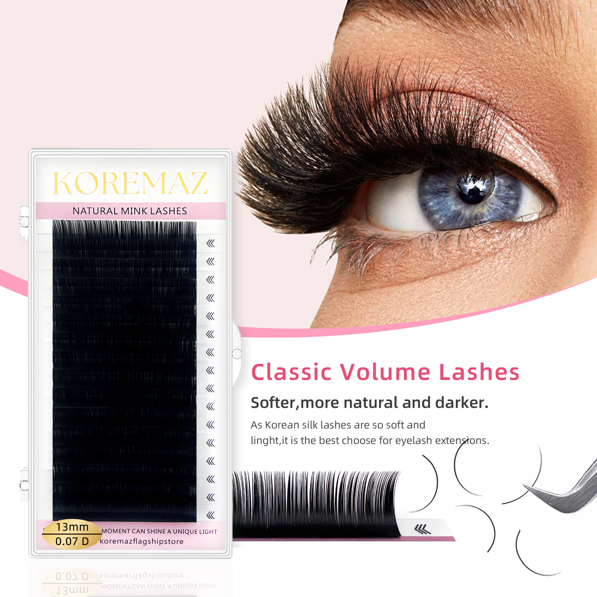 Koremaz 16Rows ความหนา 0.10/0.15/0.020 C/D/DD Faux mink eyelashes แต่ละ ...